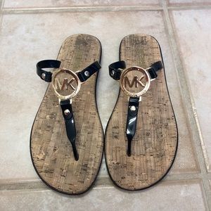 Michael Kors Black Cork Flip Flops